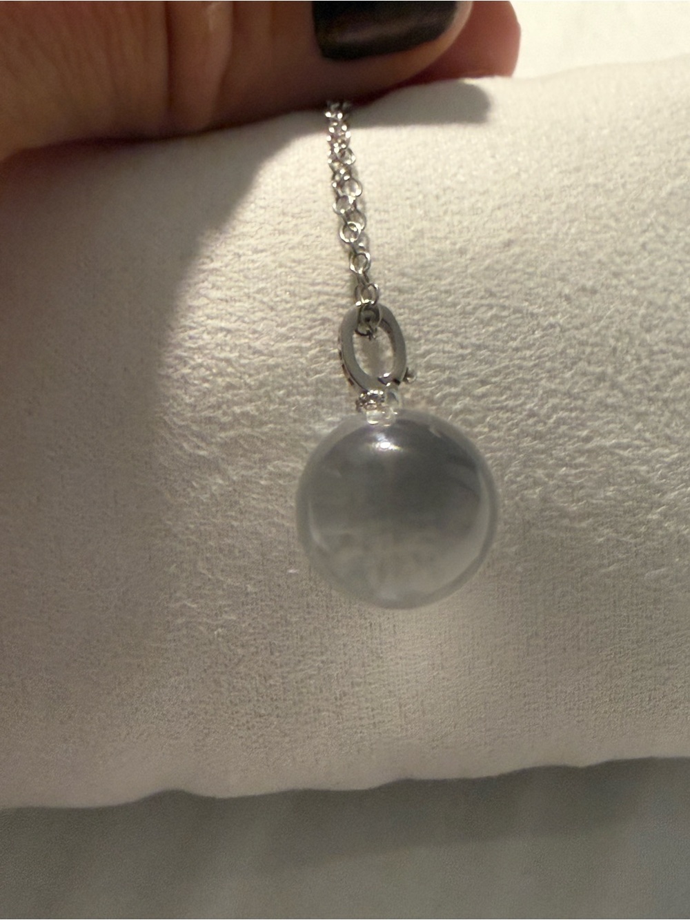 Crystal Ball Clear Glass Orb Pendant on Sterling Silver Chain